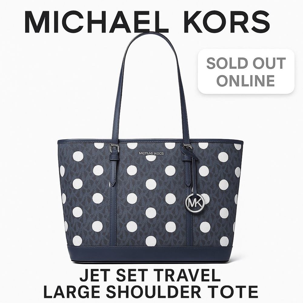 NWT Michael Kors Navy Polka Dot Tote